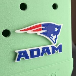 Personalized New England Patriots Bogg Bag Name Tag, Patriots Bogg Bag Charms